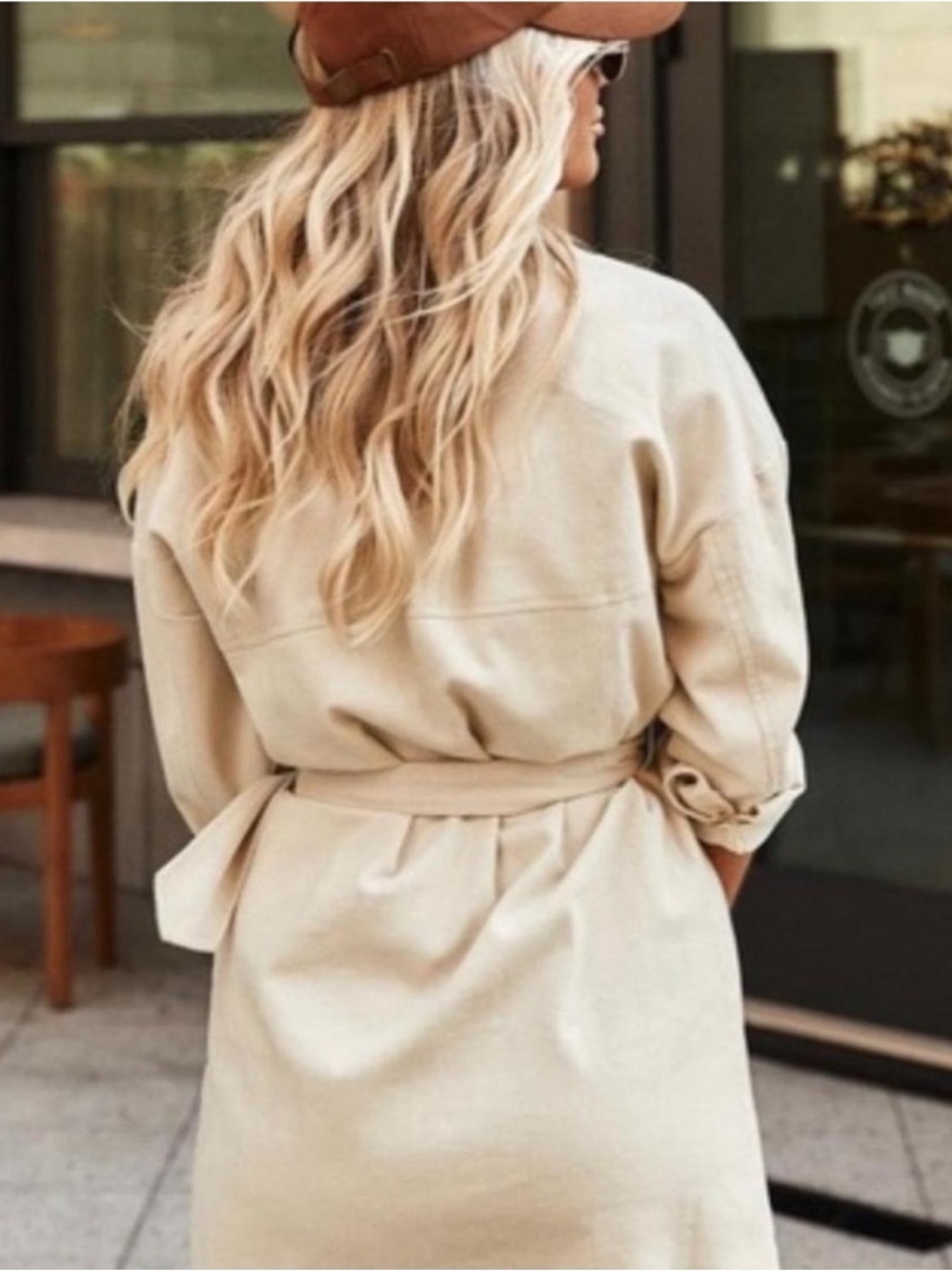 12th Tribe x SaltyBlonde Ivory Cotton Corduroy Long-Sleeve Belted Shirt Dress - Picture 2 of 9